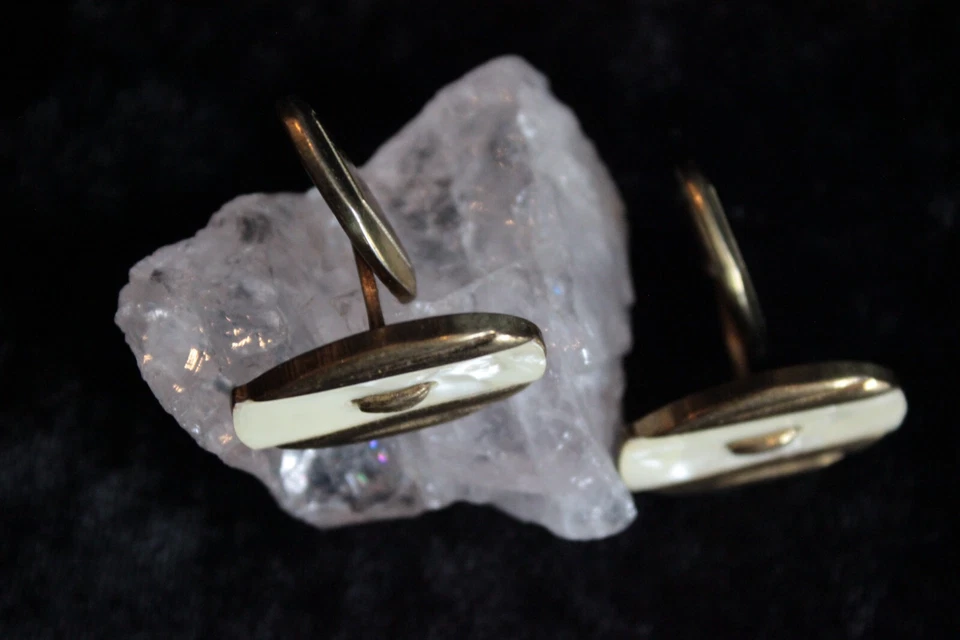 Antike Manschettenknöpfe Messing vergoldet mit dem Perlmutter - Bild 2 von 2