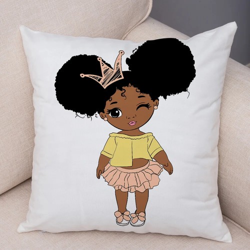 Both Sided Cartoon African Baby Girl Pillow Case Soft Plush Cushion Cover - Picture 49 of 67