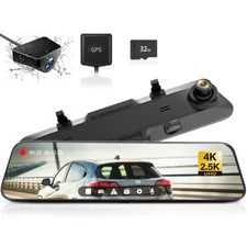 WOLFBOX G900 Mirror Dash Cam Front and Rear With Free SD Card Super Night Vision