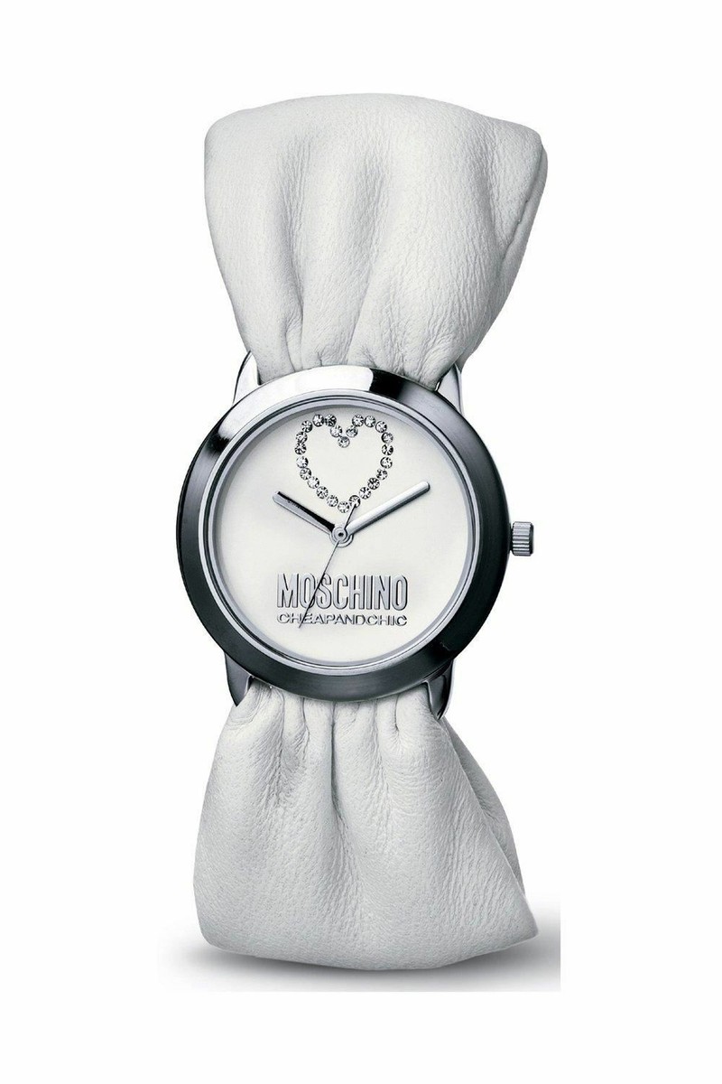 Moschino Damenuhr Let's Touch Me Leder Edelstahl Weiß Analog Quarz