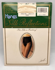 Vintage Hanes Silk Reflections Pantyhose Pearl Floral High Rise Size C/D
