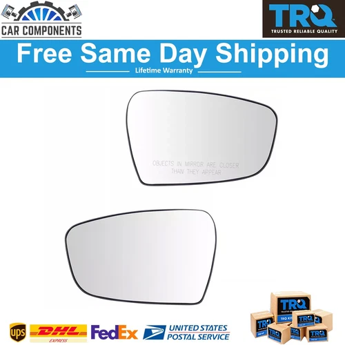 TRQ New Exterior Mirror Glass Power Power LH & RH Sides For 2014-2018 Kia Forte