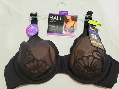 Bali Beauty Natural Lift Underwire Full Coverage Bra 6563 Black/Nude 40B NWT - Picture 4 of 5