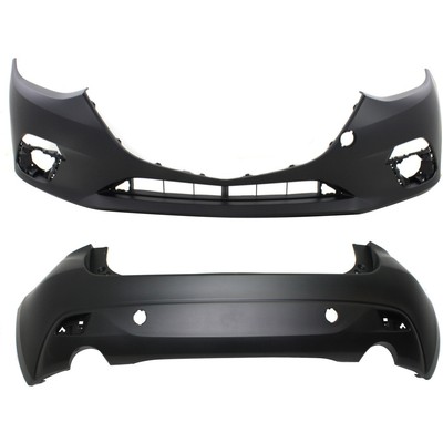 Front & Rear Bumper Cover Set For 2014-16 Mazda 3 Hatchback Primed Plastic