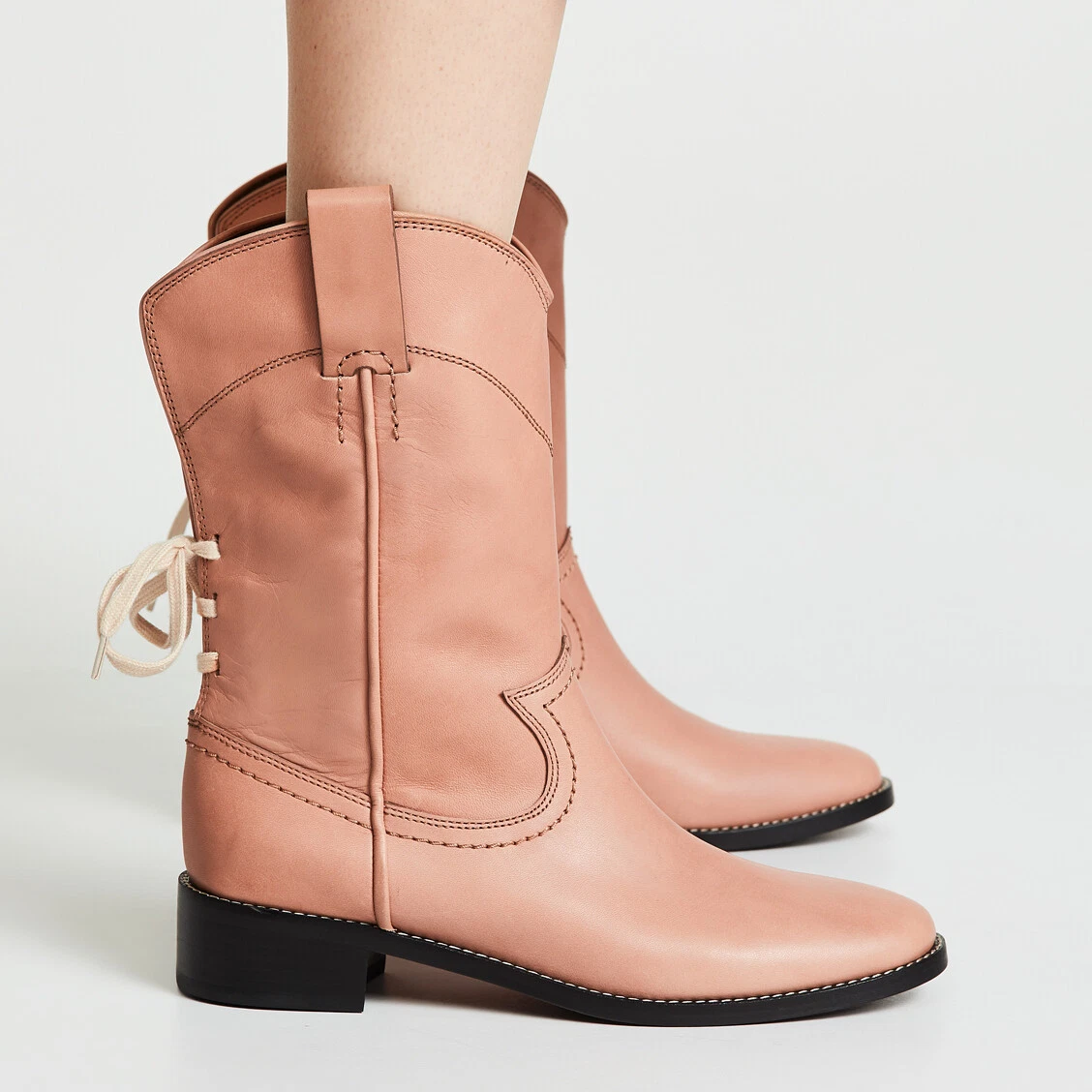 See By Chloe Annika Western Leather Boots in Sierra Size 37 eBay