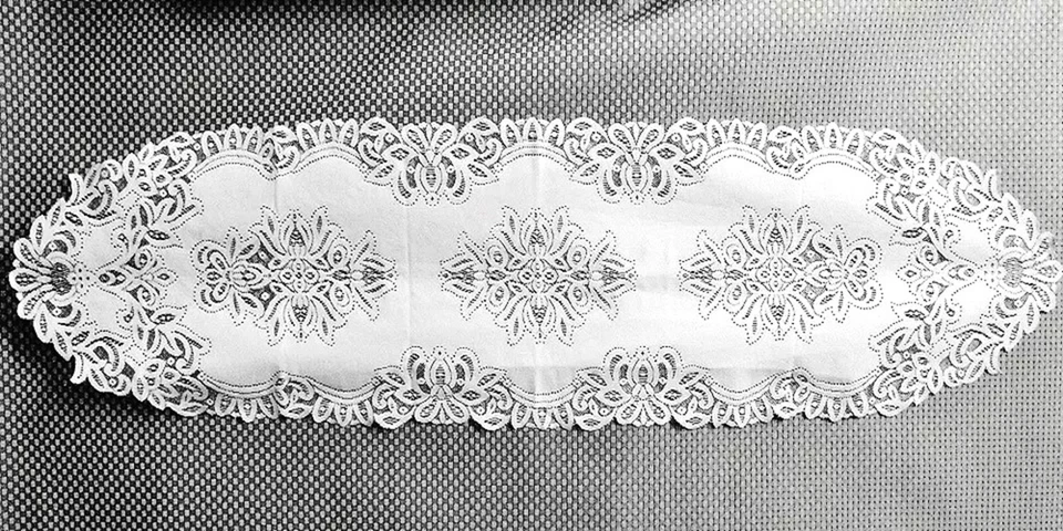 Corredor de mesa de encaje blanco Artistry 15" x 59" sala dormitorio comedor estudio Foto 2 de 4