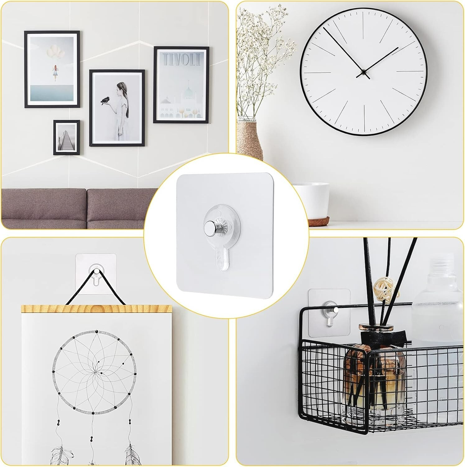 20 Pack Seamless Self-Adhesive Hook Punch Free Wall Hanger, Nail Screw Sticker