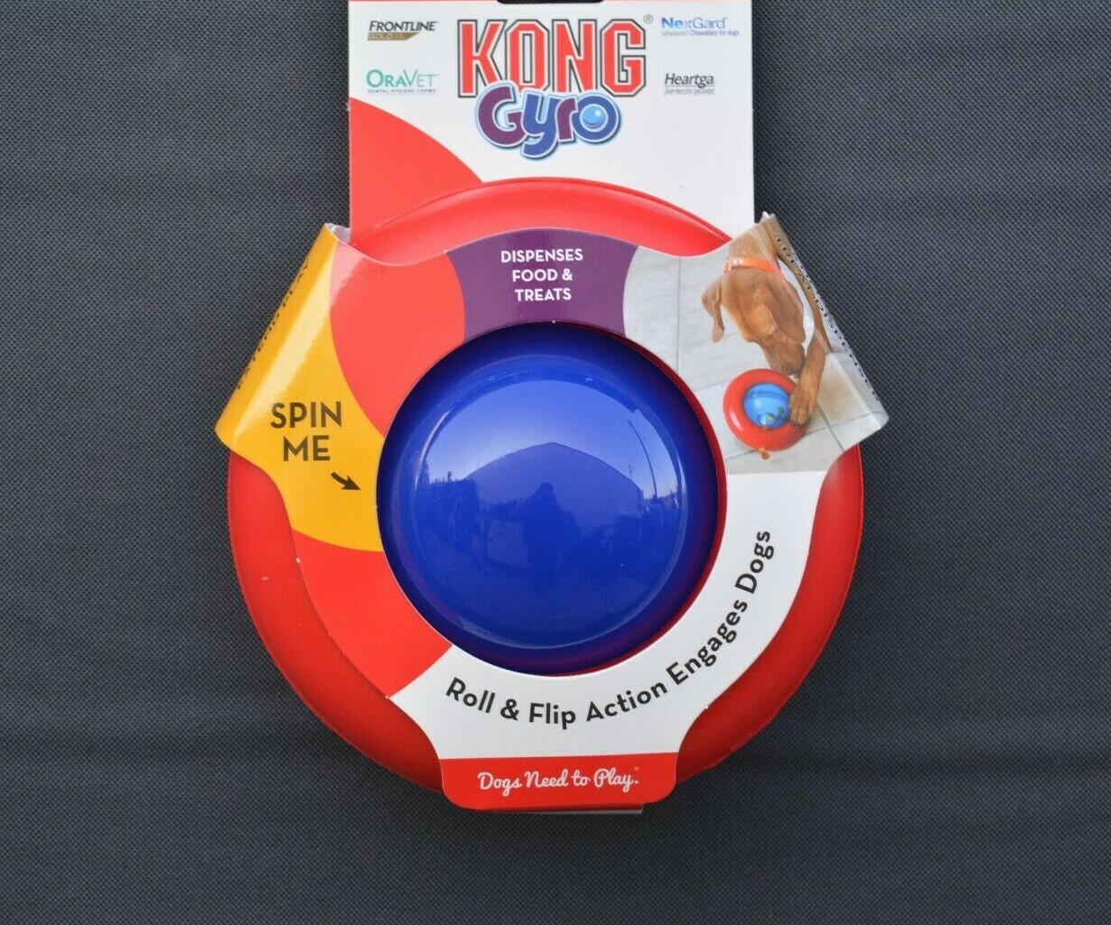 KONG GYRO DOG TOY DISPENSES FOOD & TREATS SPIN ( LARGE DOGS ) ROLL