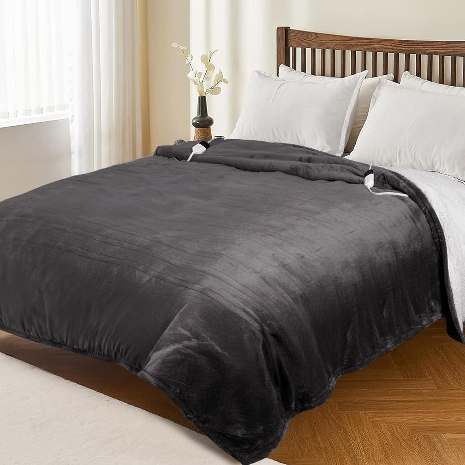 84x90 Heated Electric Blanket Queen Size Dual Control 10 Heat Settings