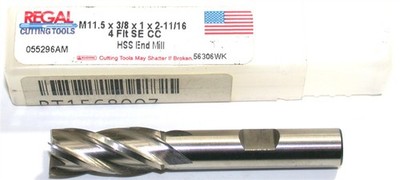 Regal 055296AM M11.5 Diameter 3/8 inch Shank 4 Flute Single End HSS End Mill