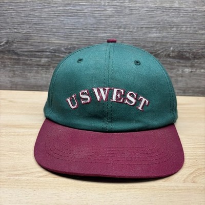 Vintage US West Hat Cap Snap Back Green Red Adjustable USA Made