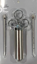 Stainless Steel Meat Marinade Flavor Injector Turkey BBQ Grill Syringe  2oz