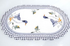 Tischdeckchen Gänse Druckmotiv Landhaus Küche oval Blau weiß waschbar 30x45 cm