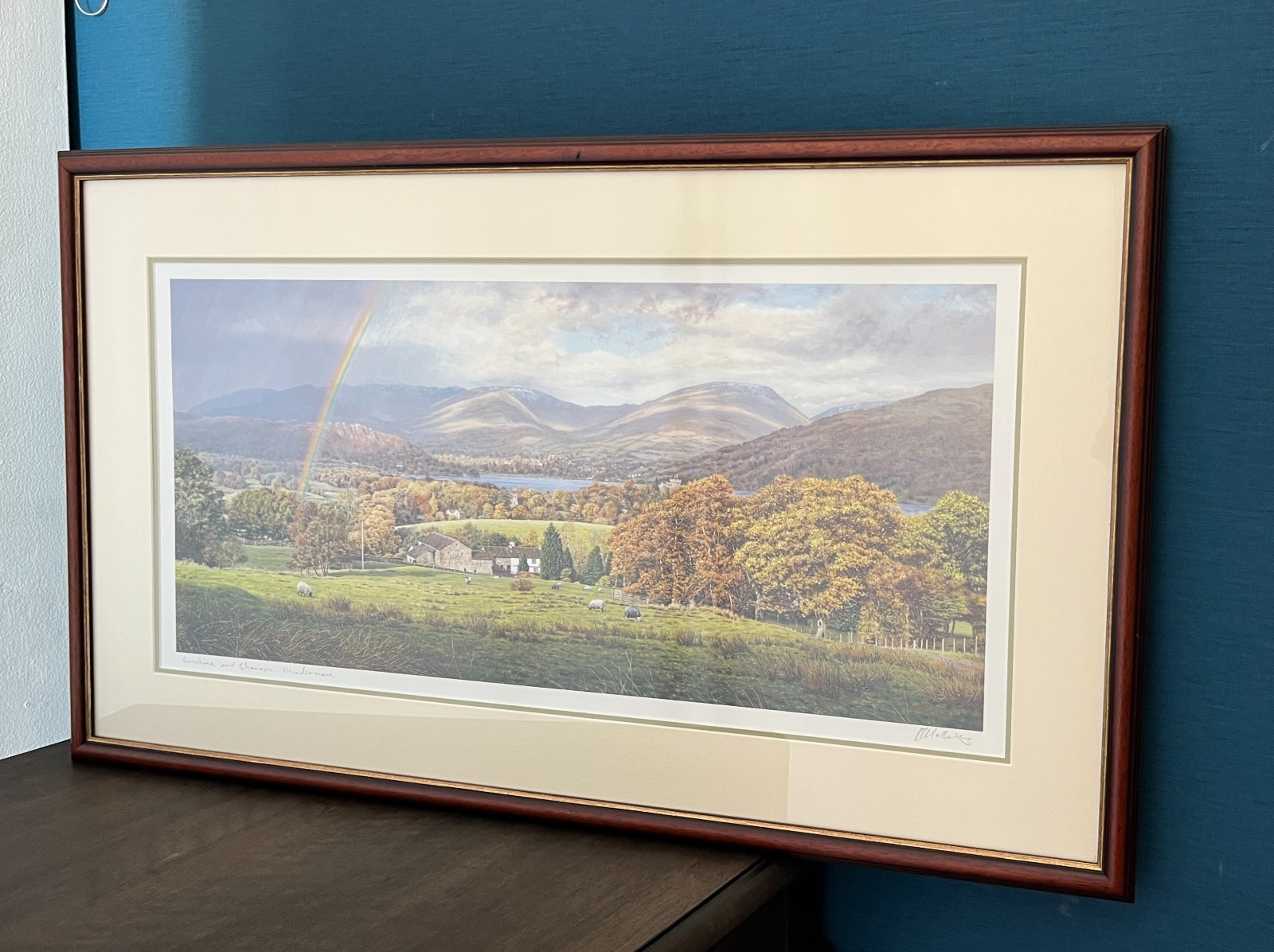 Keith Melling Sunshine and Showers Windermere Signed Framed Print 77cm image 2