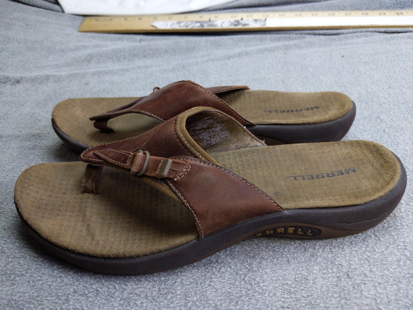 Merrell Gardena Thong scarpe donna misura 9 sandali comodi in pelle marrone J36608