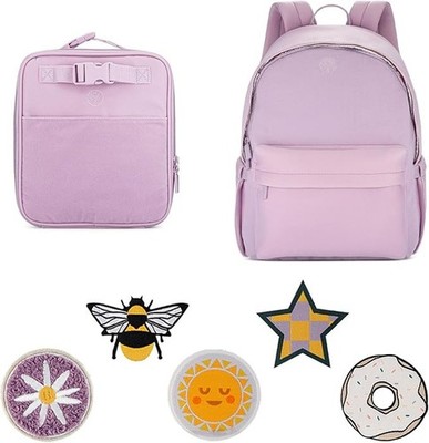 Parker Kids Co. Original Starter Set Kids Backpack Lunch Box & Patch Set Lilac