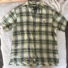 Woolrich Plaid Button Up Short Sleeve Casual Shirt Mens Size Large