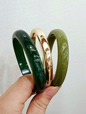 3pcs Multicolor QP Acrylic Retro Bangle Bracelet Set Women Minimalist