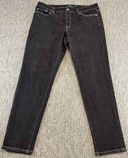 Lauren Ralph Lauren Womens Black Premier Skinny Ankle Mid Rise Denim Jeans Sz 12