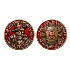 2PCS Old Bastards Whiskey Club Funny Coin Holiday Spirit Edition Coin
