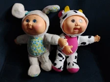 CABBAGE PATCH KIDS 11" BABY IN BUNNY COSTUME + 11" BABY IN COW COSTUME