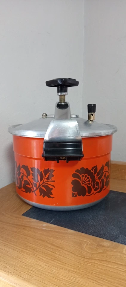 👍Cocotte Minute Seb 8 L orange + 2 casseroles Vintage 02/1978 Aluminium Gaz - Photo 4/4