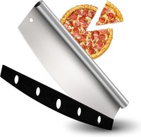 Pizzaschneider Wiegemesser Edelstahl 35Cm Scharf Mit Klingenschutz FüR Pizza