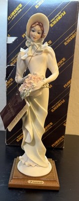 Florence Italy Lady Figurine Basket Flowers Capodimonte Style 13  Box 1990
