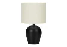 Monarch Specialties I 9738 LightingTable Lamp, Black Ceramic, Ivory/Cream Shade,
