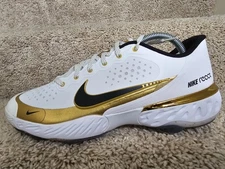 Nike Alpha Huarache Elite 3 Low White Gold Baseball Cleat CV3552-106 Sz 9.5 RARE