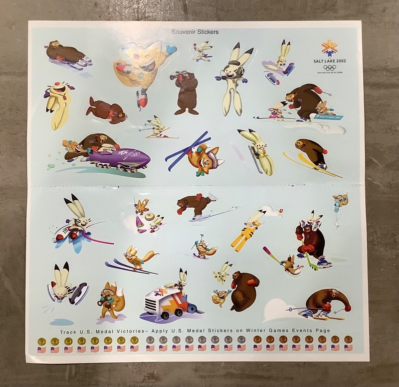 2002 Salt Lake City Utah USA Winter Olympics Souvenir Stickers & Coloring Sheet