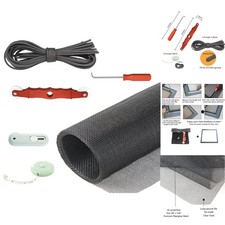 48"x118" Window Screen Door Replacement Repair Kit Fiberglass Mesh Rolling Tool