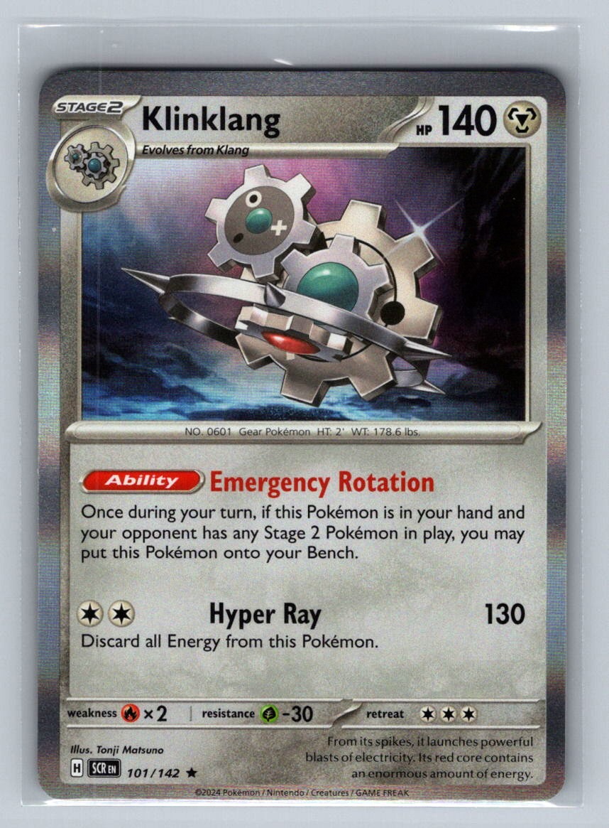 Klinklang 101/142 Stellar Crown Holo Rare Star Pokemon TCG Card NM 2024 SCR