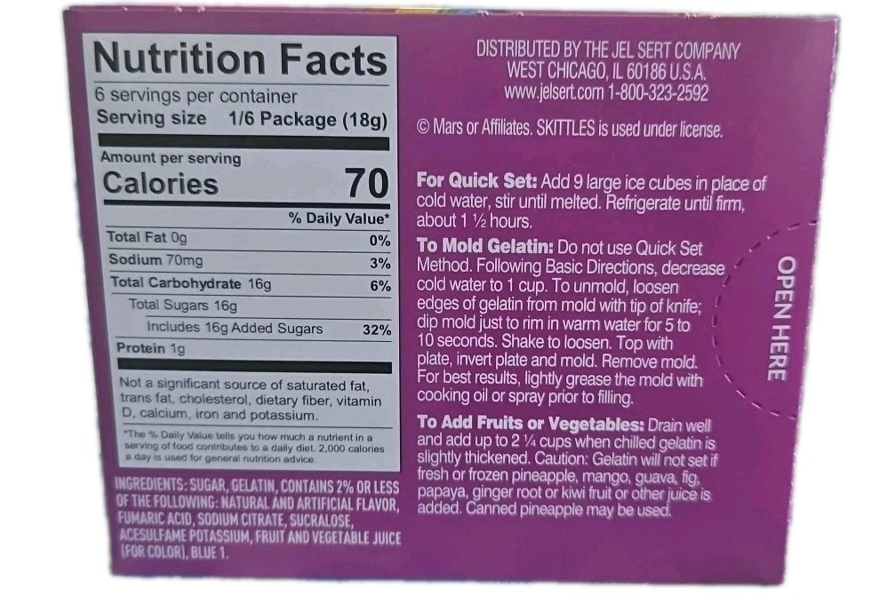 6x Packs Skittles Wild Berry Fat Free Flavored Gelatin | 3.89oz | Fast Shipping