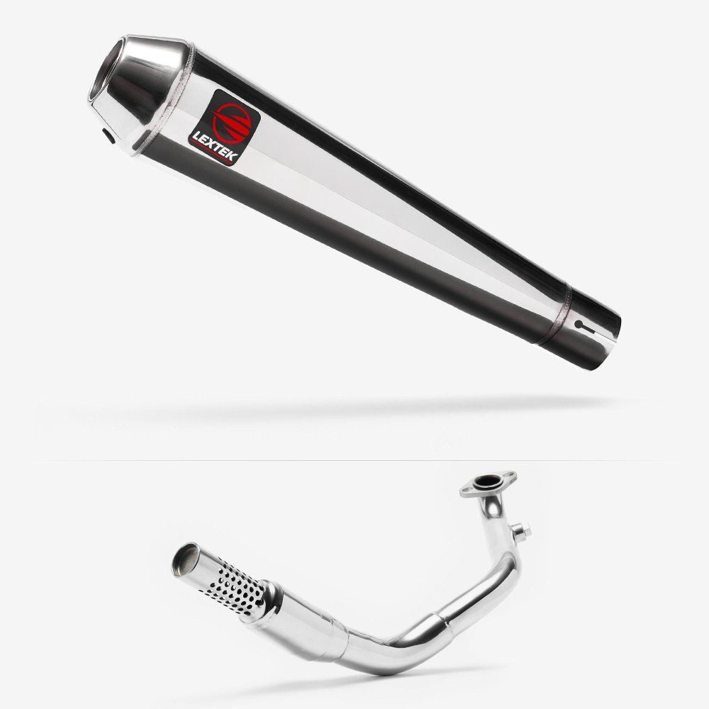 Lextek AC1 Polished Classic Exhaust System 350mm for Lexmoto Enigma 125