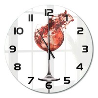 Glasuhr Glas-Wanduhr Ohne TickgeräUsche Ein Glas Wein Schwarze Zeiger Fi60 Cm