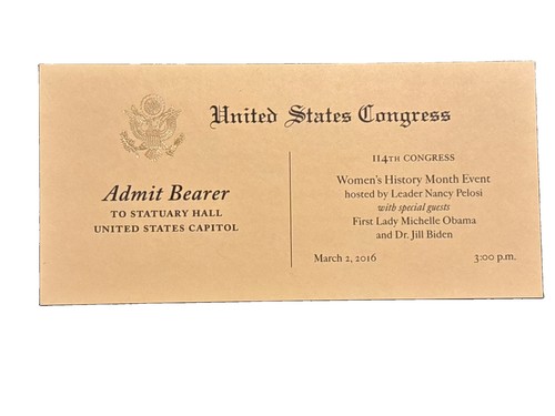 2016 Michelle Obama Jill Biden Pelosi Women's History Month Event Ticket