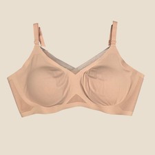Honeylove Womens XL V-Neck Crossover Bra Beige Adjustable Straps