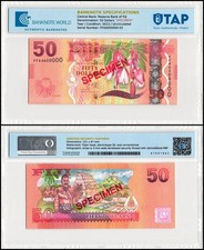 Fiji 50 Dollars, 2012 ND, P-118s, UNC, Specimen, Authenticated