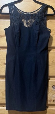 Boston Proper Women's Sleeveless Dress Lace Top  Black Zip Stretch Size  S EUC