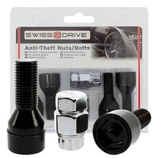 Schwarze Radschraubenmuttern 14 x 1,50 mm Diebstahlsicherung für Alfa Romeo Stelvio