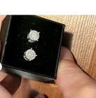 2 Ct Round Cut Lab-Created Diamond Cluster Stud Earrings 14K White Gold Plated — photo 4