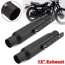 Pair 12'' Motorcycle Exhaust Pipe Muffler For Cafe Racer Chopper Universal UK