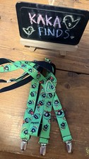 Looney Tunes Marvin the Martian Suspenders Braces Green Adjustable Clip-On