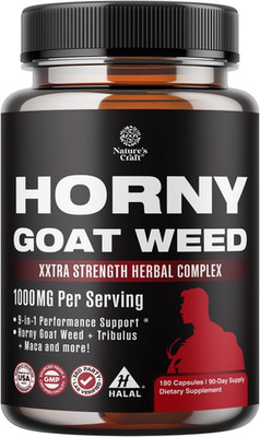 Horny Goat Weed for Men - Extra Strength Male Supplement with Black Maca Root, T