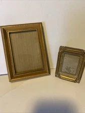 Gold Frame 2 Mini Rectangular Textured Beaded Rustic 3 1/2 & 4 1/2 & 4.5 x 5.5 “