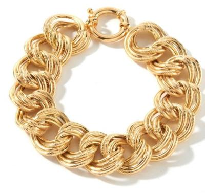 7.25'' Technibond Bold Curb Link Bracelet 14K Yellow Gold Plated Silver HSN