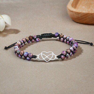 Mother Daughter Infinity Heart Bracelet Natural Stone Friendship