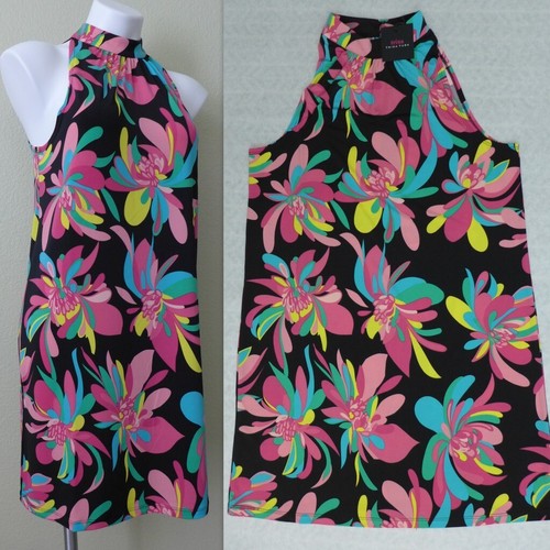TRINA TURK Size S Hana Hou Vibrant Tropical Print Halter Shift Mini Dress $168 - Picture 5 of 17