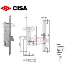 SERRATURA CISA 46310 A INFILARE PORTONE PORTA FERRO ALLUMINIO SCUDO ANTA ESTERNA